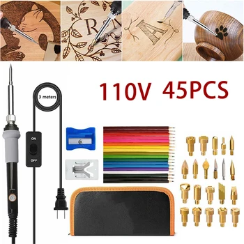 45Pcs 110V US Plug Adjustable Soldering Iron Carving Pyrography Tool Craft Soldering Welding Tips Kit Wood Burning Pen Tool
45Pcs 110V US Plug Adjustable Soldering Iron Carving Pyrography Tool Craft Soldering Welding Tips Kit Wood Burning Pen Tool