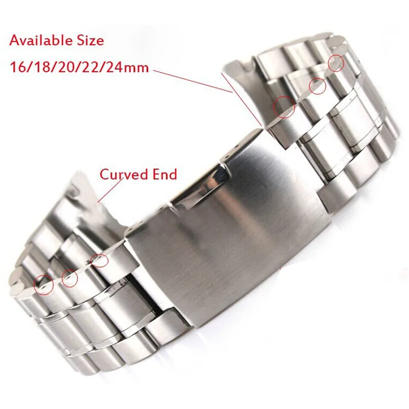 Curved end Stainless Steel WATVHABDN 16mm 18mm 20mm 22mm 24mm Black & Silver men's stainless steel bracele FreeShipping
Curved end Stainless Steel WATVHABDN 16mm 18mm 20mm 22mm 24mm Black & Silver men's stainless steel bracele FreeShipping