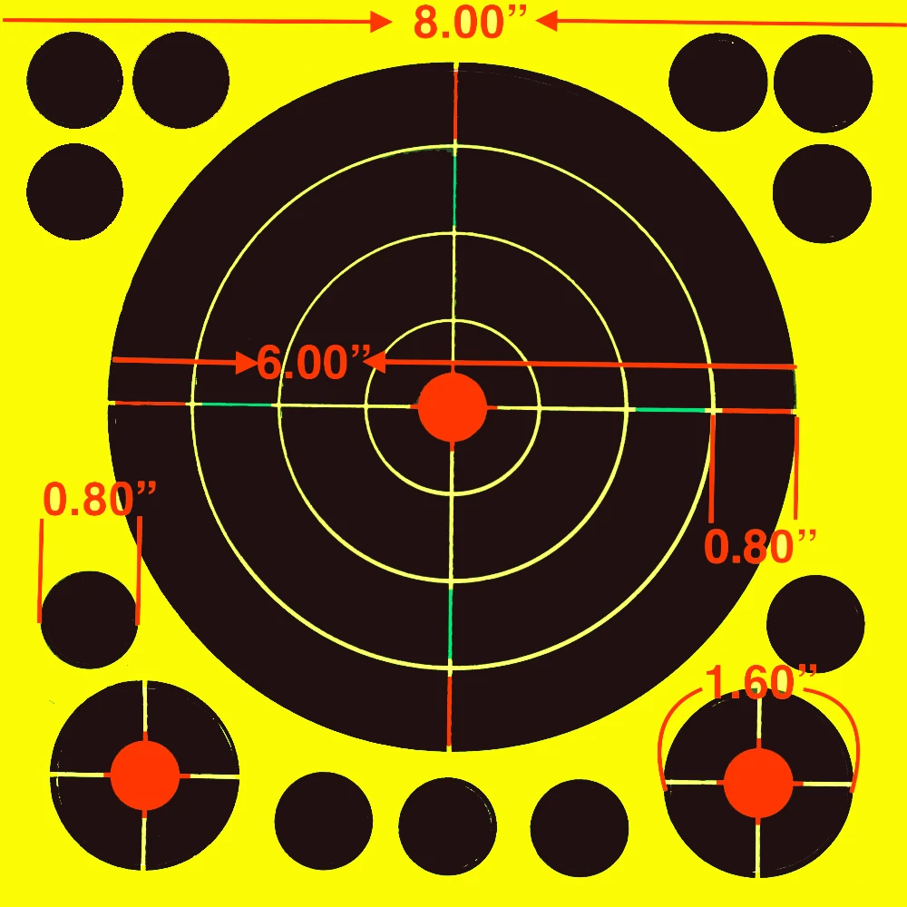 8”x8" Self-Adhesive Splatter Splash & Reactive(Tri-Colors Impact) Shooting Sticker Targets(Bulls-eyes) 10 Pcs per Pack
8”x8" Self-Adhesive Splatter Splash & Reactive(Tri-Colors Impact) Shooting Sticker Targets(Bulls-eyes) 10 Pcs per Pack