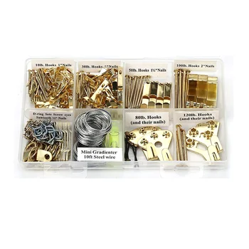 Picture Hangers, Quality Picture Hanging Kit, 225Pcs Heavy Duty Frame Hooks Hardware with Nails for Wall Mounting Promotion 
Picture Hangers, Quality Picture Hanging Kit, 225Pcs Heavy Duty Frame Hooks Hardware with Nails for Wall Mounting Promotion