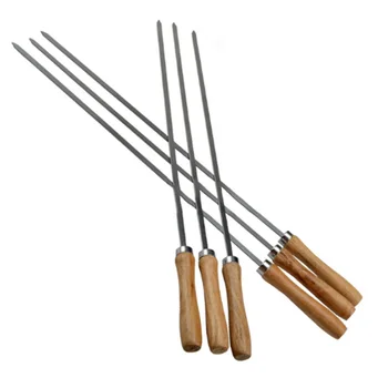 Kebab BBQ Stainless Steel Skewers with Wooden Handles Flat Reusable Metal Skewer Sticks with Storage Pouch 6Pcs
Kebab BBQ Stainless Steel Skewers with Wooden Handles Flat Reusable Metal Skewer Sticks with Storage Pouch 6Pcs