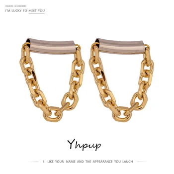 Yhpup Fashion Chain Metal Geometric Stud Earrings 14 K Plated Statement Copper Gold Earrings for Women Aretes De Mujer Modernos 
Yhpup Fashion Chain Metal Geometric Stud Earrings 14 K Plated Statement Copper Gold Earrings for Women Aretes De Mujer Modernos