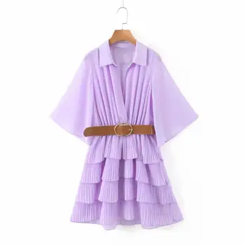 2020 Women Fashion Turn Down Collar Solid Cascading Ruffles Mini Dress Chic Female Chiffon Pleats Vestidos Casual Dresses
2020 Women Fashion Turn Down Collar Solid Cascading Ruffles Mini Dress Chic Female Chiffon Pleats Vestidos Casual Dresses