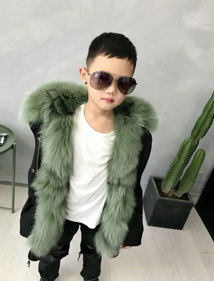 kids parkas natural fox fur child coats for winter (7)