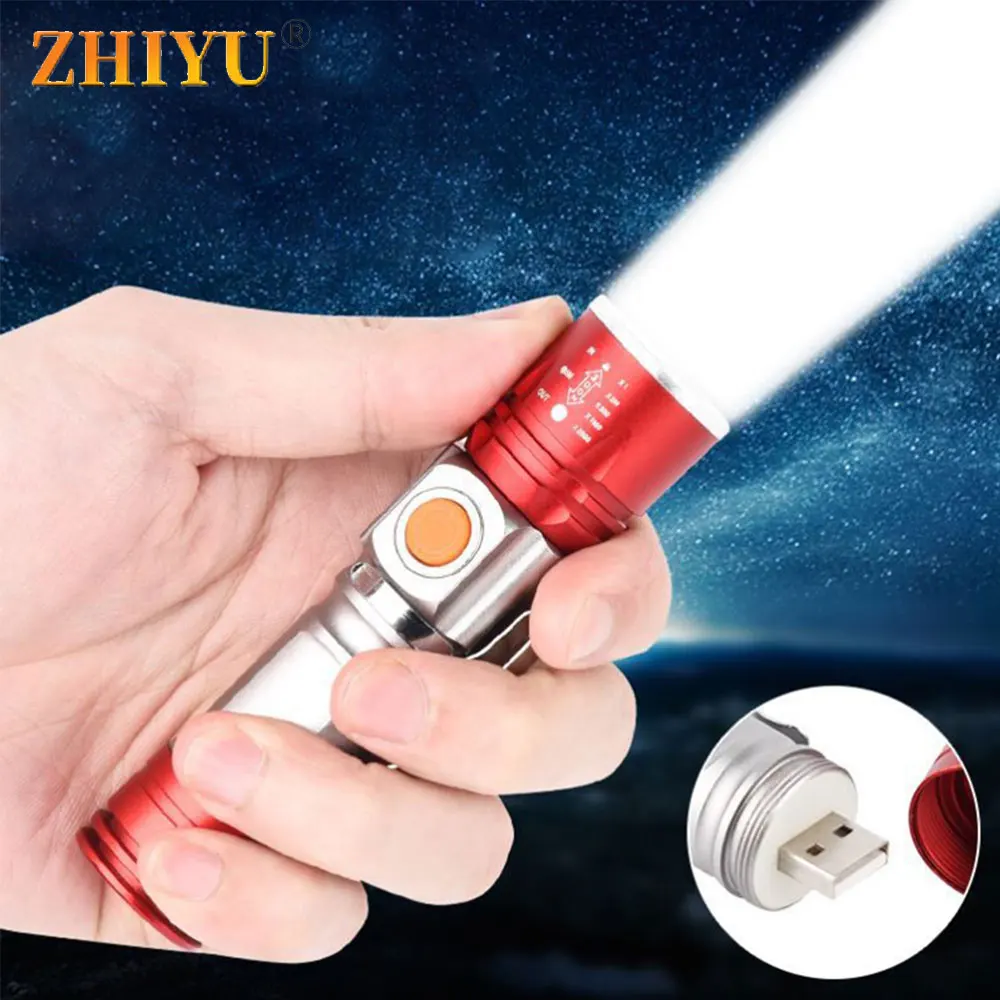 Portable XPE LED Flashlight 4 Modes Zoom Torch USB Rechargeable Flash Light with Pen Clips Mini Lamps for Camping Hiking Working
Portable XPE LED Flashlight 4 Modes Zoom Torch USB Rechargeable Flash Light with Pen Clips Mini Lamps for Camping Hiking Working
