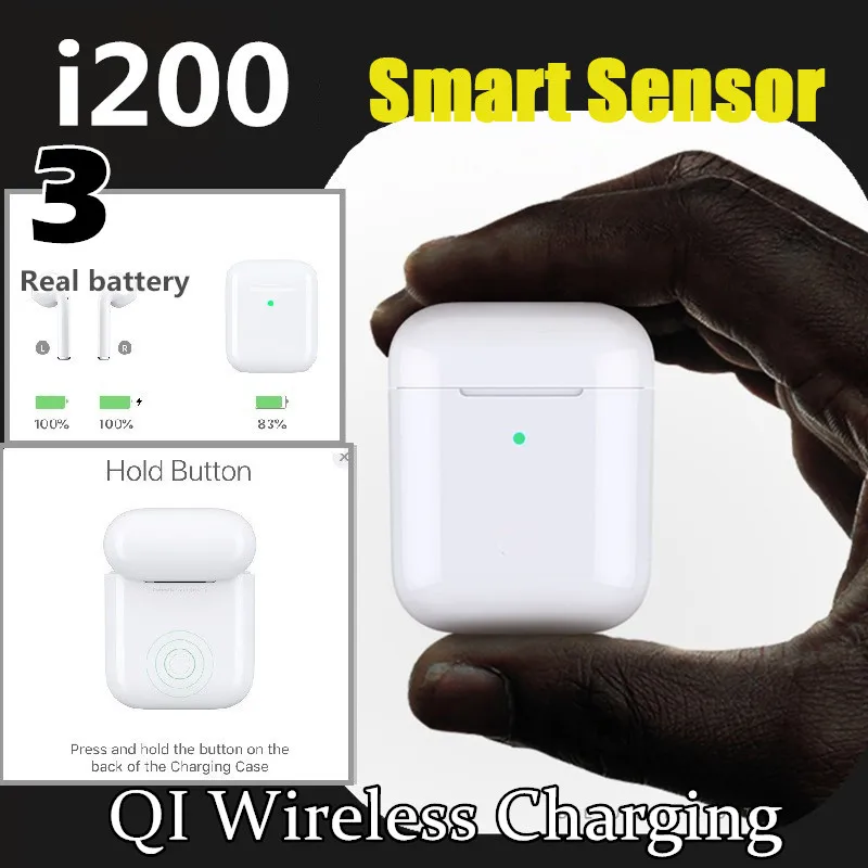 i200 TWS Smart sensor Wireless Earbuds 2 Generations 1:1 Bluetooth Earphones Touch Control Pop Up PK i30 i100 i500 tws H1 Chip |
