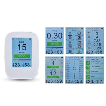 Digital Air Quality Detector Meter Indoor Outdoor HCHO & TVOC PM2.5 Tester Meter Monitor Tester With Rechargeable Battery
Digital Air Quality Detector Meter Indoor Outdoor HCHO & TVOC PM2.5 Tester Meter Monitor Tester With Rechargeable Battery