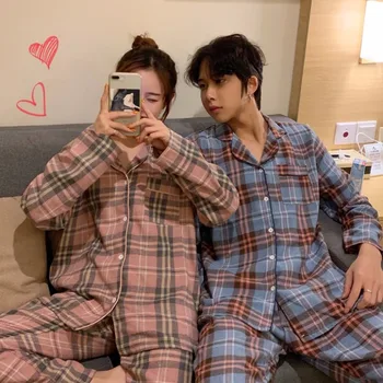 XIFER 2020 Spring and Autumn Korean Version of The Brushed Lattice Comfortable Couple Pajamas Long-sleeved Trouser Home Wear Set
XIFER 2020 Spring and Autumn Korean Version of The Brushed Lattice Comfortable Couple Pajamas Long-sleeved Trouser Home Wear Set