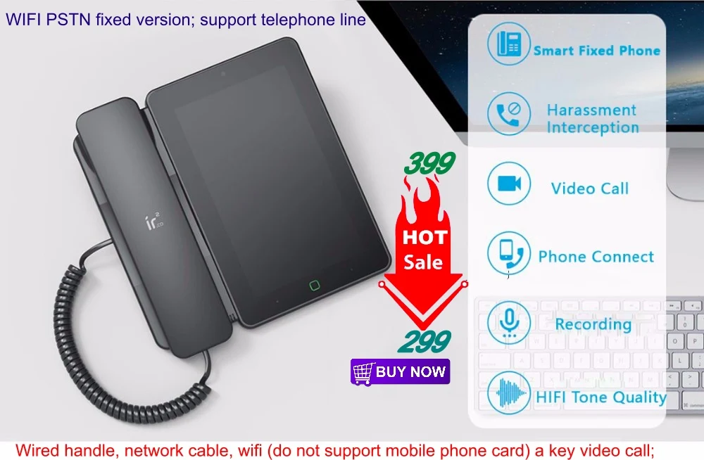 Andrews Smart Network Video Fixed Telephone With Call ID SMS WIFI Recording Address Book Blacklist For Home Office Bussiness
Andrews Smart Network Video Fixed Telephone With Call ID SMS WIFI Recording Address Book Blacklist For Home Office Bussiness