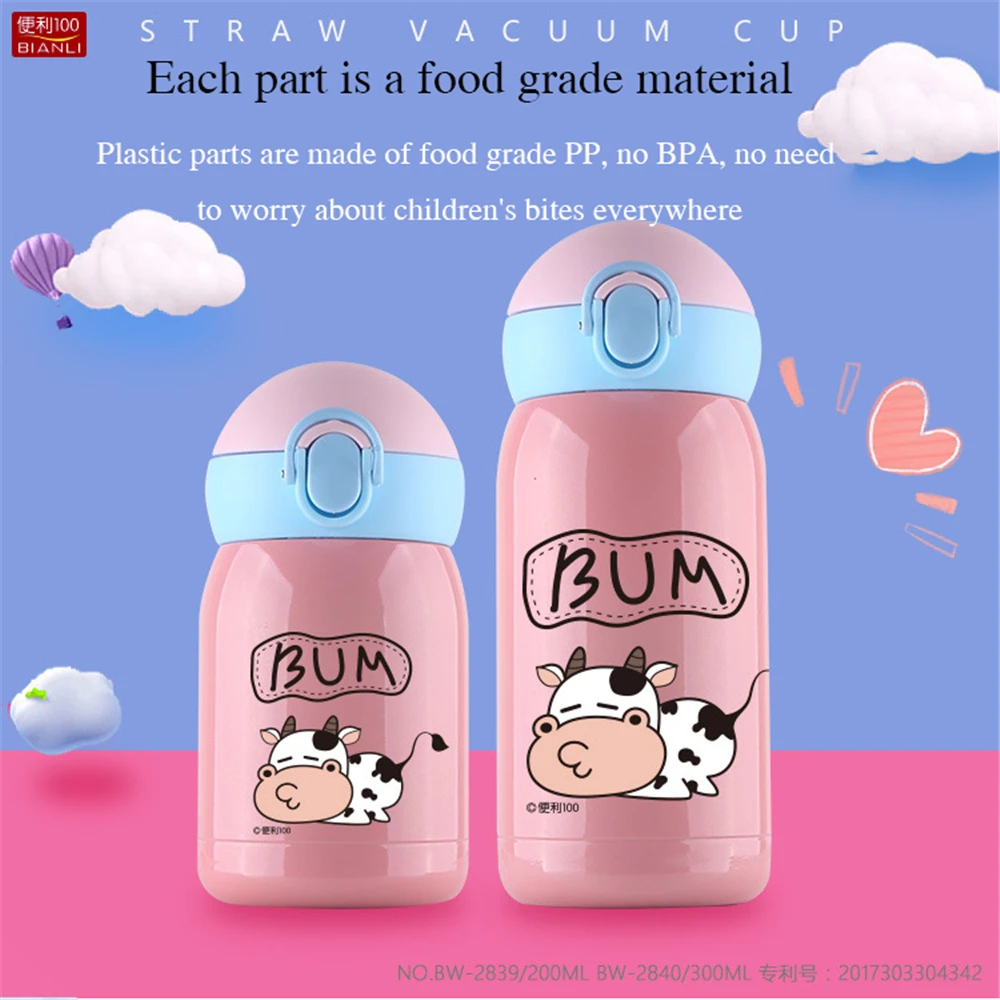 Stainless steel children's insulated water bottle cartoon with straw portable leakproof super long insulated water bottles
Stainless steel children's insulated water bottle cartoon with straw portable leakproof super long insulated water bottles