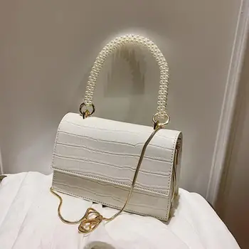 Crocodile pattern Square Pearl Tote bag 2020 New High-quality PU Leather Women's Designer Handbag Chain Shoulder Messenger Bag 
Crocodile pattern Square Pearl Tote bag 2020 New High-quality PU Leather Women's Designer Handbag Chain Shoulder Messenger Bag