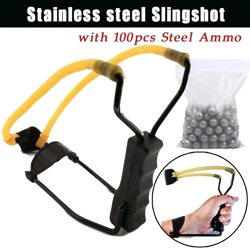 Powerful Stainless Steel Slingshot Folding Wrist-lock High Velocity Brace Hunting Catapult Bow and Arrow Crossbow Hunting
Powerful Stainless Steel Slingshot Folding Wrist-lock High Velocity Brace Hunting Catapult Bow and Arrow Crossbow Hunting