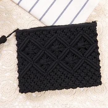 

Woman Beach Bag Bohemia Straw Clutch Purses Elegant Female Braided Wallet Ladies Tassels Summer Knitted Envelope Hasp Bag