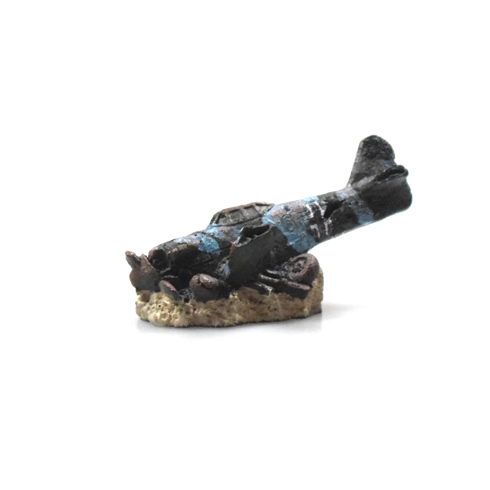 3 Aquarium Destroyed Aircraft Decorations Fish Tank Ornaments Resin Eco-Friendly for Freshwater Saltwater Aquarium Accessories