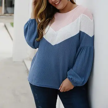 Autumn Winter Geometric Stripe Stitching Plus Size Tops Women Lantern Sleeve Loose T-Shirt Large Size T Shirt
Autumn Winter Geometric Stripe Stitching Plus Size Tops Women Lantern Sleeve Loose T-Shirt Large Size T Shirt