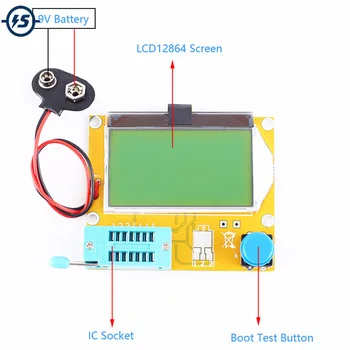 LCR-T4 Transistor Tester ESR Resistor Detector Capacitor Instrument Multifunction Detector W/ Acrylic Shell LCD12864 Display
LCR-T4 Transistor Tester ESR Resistor Detector Capacitor Instrument Multifunction Detector W/ Acrylic Shell LCD12864 Display