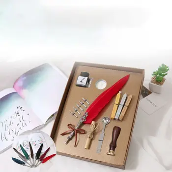 Gift Box Set Retro Vintage Calligraphy Feather Dip Pen Writing Ink Stationery Set
Gift Box Set Retro Vintage Calligraphy Feather Dip Pen Writing Ink Stationery Set