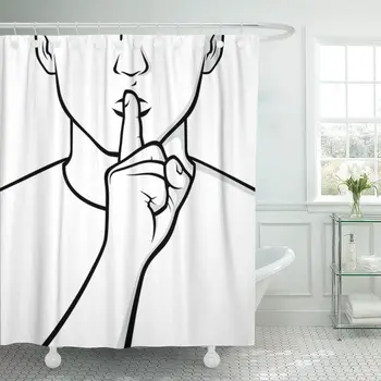 

Quiet Silence Please Sign Secret Man Finger Respect Symbol Shower Curtain Waterproof Polyester Fabric 60 x 72 Inches Set