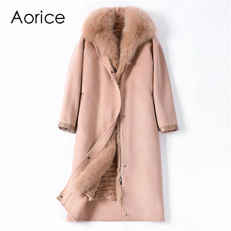 

Aorice Women Winter Real Fur Parka Coat Jacket 2020 New Fox Fur Collar Rex Rabbit Fur Liner Long Trench Coats Jackets Z19127