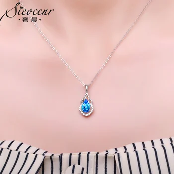 S925 Sterling Silver natural blue Topaz Necklace Girl Pendant chain
S925 Sterling Silver natural blue Topaz Necklace Girl Pendant chain