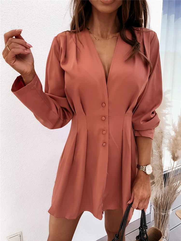 Women 2020 Summer V-Neck Shirt Dresses Office Long Sleeve Button Down Ruffles Mini One-Piece Casual Loose Tunic T-Shirt Dresses
Women 2020 Summer V-Neck Shirt Dresses Office Long Sleeve Button Down Ruffles Mini One-Piece Casual Loose Tunic T-Shirt Dresses