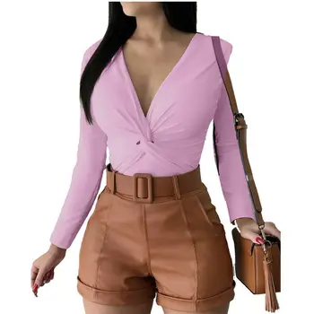 Sexy Women Twisted Blouse Shirt V Neck Pure Color Fitness Long Sleeve Autumn Ladies Casual Slim Tops
Sexy Women Twisted Blouse Shirt V Neck Pure Color Fitness Long Sleeve Autumn Ladies Casual Slim Tops