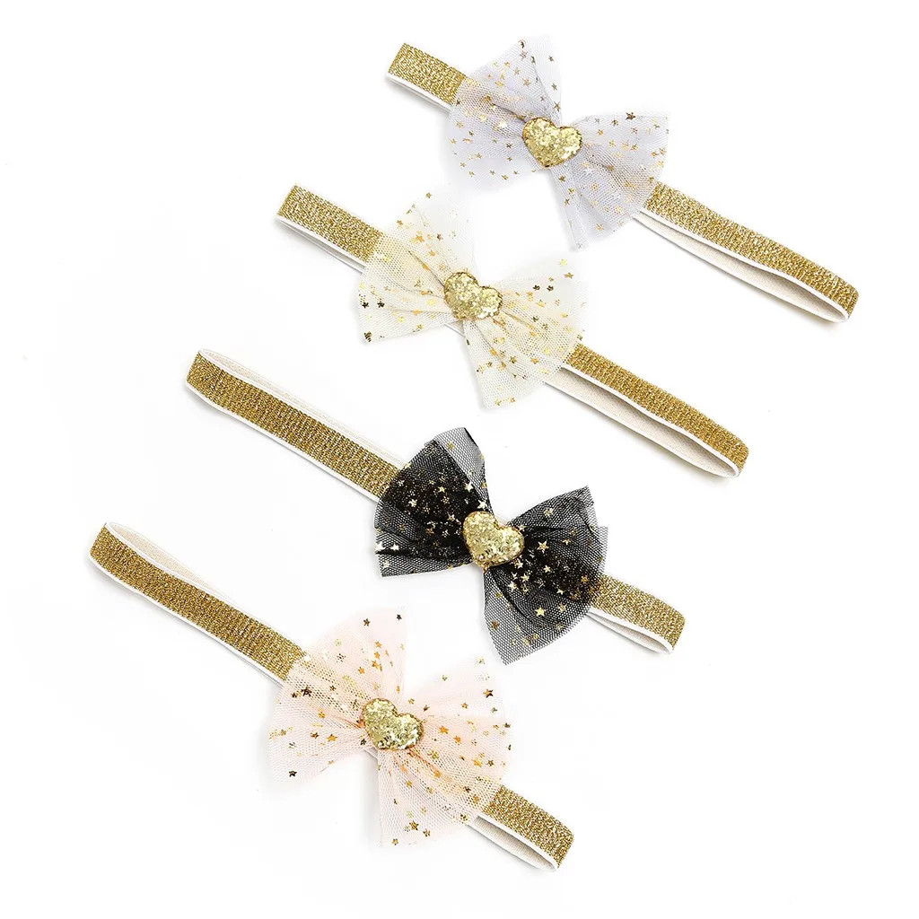 baby girl headband Infant hair accessoriesBaby bow net yarn headband hair band Toddlers bandage Ribbon newborn headwrap