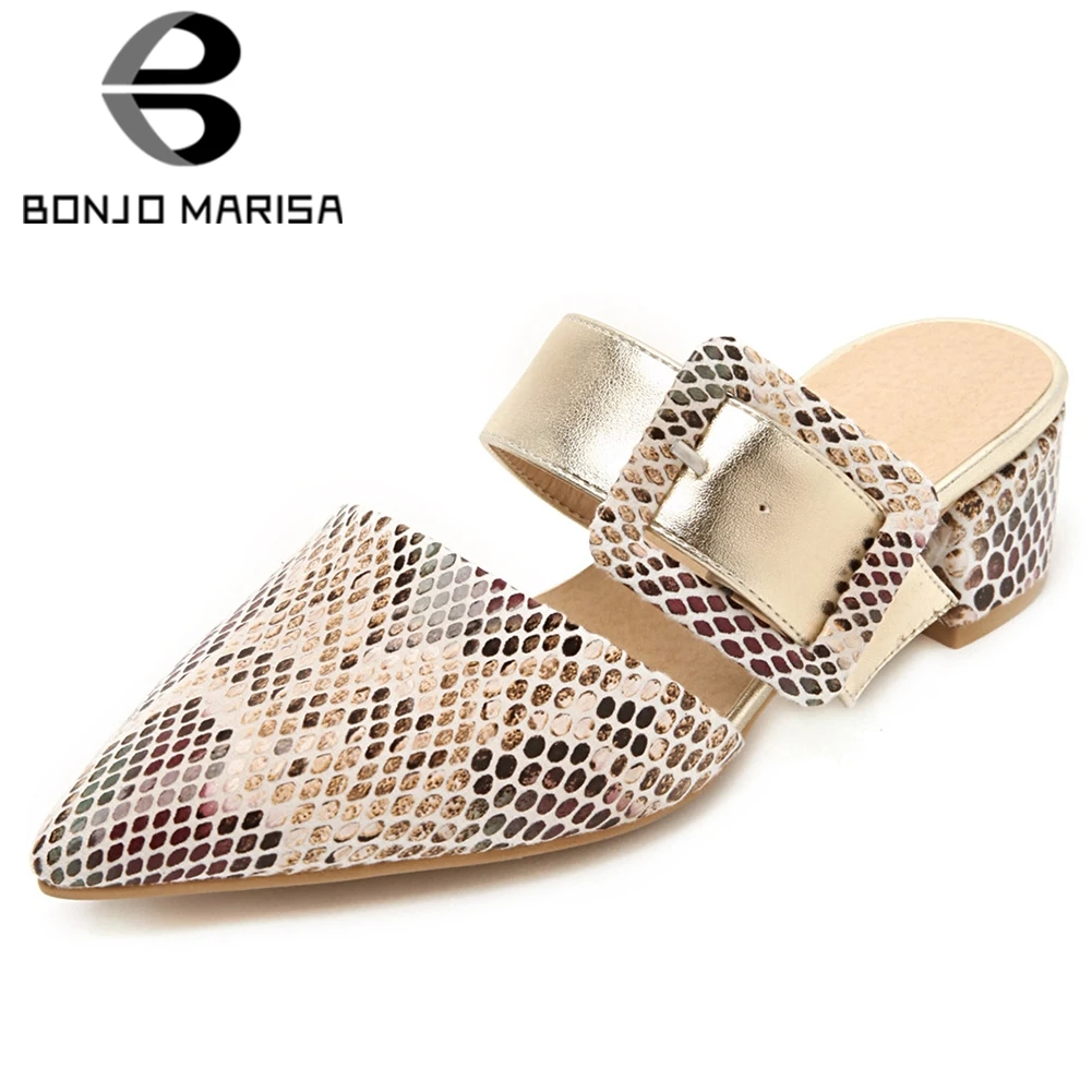 BONJOMARISA 34-48 Ladies Summer Fashion Pointed Toe Mules Elegant Buckle Decorating Pumps Women Holiday Med Heels Shoes Woman
BONJOMARISA 34-48 Ladies Summer Fashion Pointed Toe Mules Elegant Buckle Decorating Pumps Women Holiday Med Heels Shoes Woman