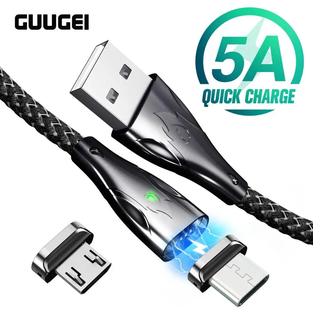 GUUGEI 5A Type C Magnetic Cable Micro USB Magnet Phone Cable Zinc Super Fast Charging Type-C For Huawei Mate30 Charge Cord 1m 2m
GUUGEI 5A Type C Magnetic Cable Micro USB Magnet Phone Cable Zinc Super Fast Charging Type-C For Huawei Mate30 Charge Cord 1m 2m