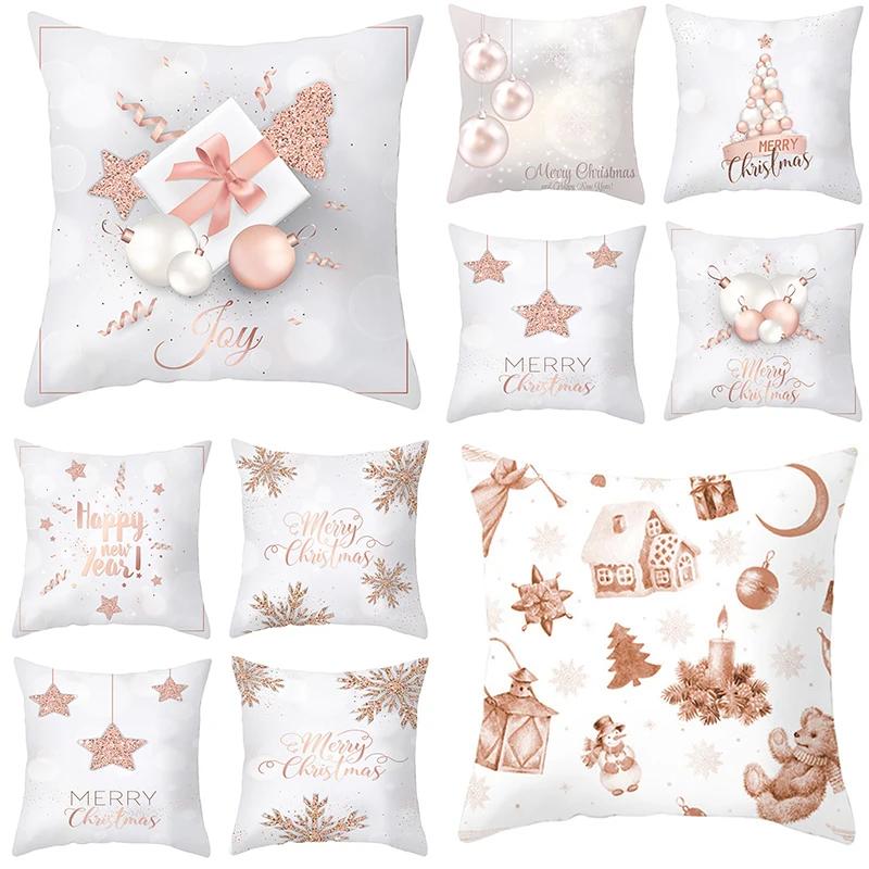 Merry Christmas Printed Happy New Year Cushion Cover 45x45cm Polyester Pink Throw Pillow Cover Festival Gifts Decoration Pillows
Merry Christmas Printed Happy New Year Cushion Cover 45x45cm Polyester Pink Throw Pillow Cover Festival Gifts Decoration Pillows