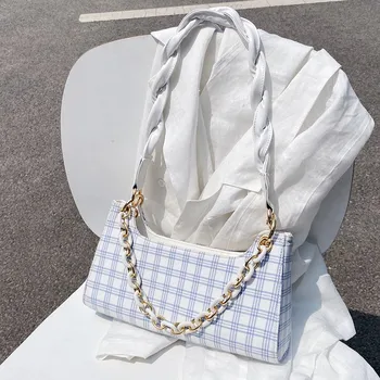 Acrylic chain Women Shoulder Bag Plaid design ladies Handbags Braided shoulder strap lady Axillary bags Women's Crossbody Bags
Acrylic chain Women Shoulder Bag Plaid design ladies Handbags Braided shoulder strap lady Axillary bags Women's Crossbody Bags