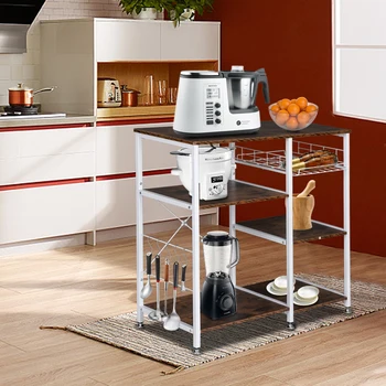 3-Tier Kitchen Shelf Rustic Brown Back X-shape 35.5" Simple Microwave Oven/office Storage/spice Organizer With Five Little Hooks
3-Tier Kitchen Shelf Rustic Brown Back X-shape 35.5" Simple Microwave Oven/office Storage/spice Organizer With Five Little Hooks