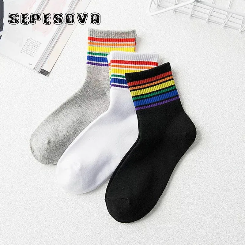 Rainbow striped cotton socks Trendy wild women Leisure Breathable comfort sweat harajuku funny feminina warm moda verano 2019
Rainbow striped cotton socks Trendy wild women Leisure Breathable comfort sweat harajuku funny feminina warm moda verano 2019