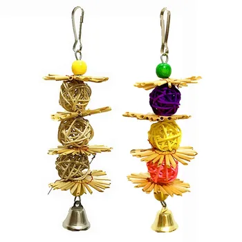 Pet Parrot Hanging Toy Chewing Bite Rattan Balls Grass Swing Bell Bird Parakeet Cage Accessories Multicolored Jouet Perroquet
Pet Parrot Hanging Toy Chewing Bite Rattan Balls Grass Swing Bell Bird Parakeet Cage Accessories Multicolored Jouet Perroquet