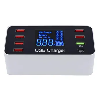 8 Port Charger Adapter Type C Hub Quick Charge 3.0 USB Multi Port Charger Dock Station with LCD Display
8 Port Charger Adapter Type C Hub Quick Charge 3.0 USB Multi Port Charger Dock Station with LCD Display