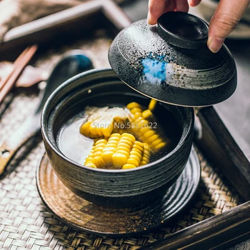 Japanese Style Soup Cup Ceramic Stew Cup with Lid, Spoon and Bottom Dish Set Restaurant Soup Pot Small Soup Cup Dessert Cup
Japanese Style Soup Cup Ceramic Stew Cup with Lid, Spoon and Bottom Dish Set Restaurant Soup Pot Small Soup Cup Dessert Cup