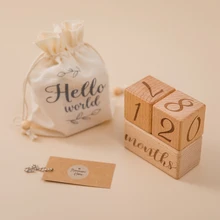 Baby Wood Square Milestone Block Baby Photography Milestone Memorial Monthly Newborn Commemorative Card Number Photo Accessories