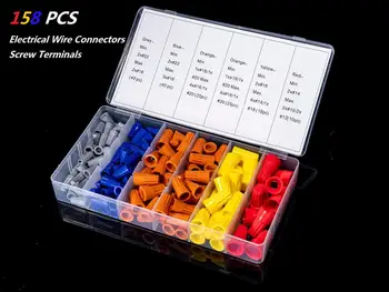 158 PCS Electrical Wire Connectors Screw Terminals with Spring Insert Twist Nuts Caps Connection Assortment Set Auto Parts
158 PCS Electrical Wire Connectors Screw Terminals with Spring Insert Twist Nuts Caps Connection Assortment Set Auto Parts
