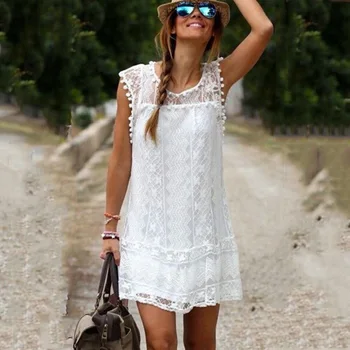 Women Casual Sleeveless Dress Hot Summer Beach Dress Tassel Sexy Lace Mini Dress Solid White Plus Size XXL
Women Casual Sleeveless Dress Hot Summer Beach Dress Tassel Sexy Lace Mini Dress Solid White Plus Size XXL
