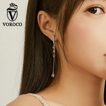 VOROCO BNE349 Real 925 Sterling Silver Shining Mango Star Long Tassel Drop Earrings Dangle Earrings New Fine Bijoux for Women
VOROCO BNE349 Real 925 Sterling Silver Shining Mango Star Long Tassel Drop Earrings Dangle Earrings New Fine Bijoux for Women