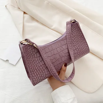 Fashion Pure Color Women Handbag Alligator Pattern Retro Simple PU Leather Totes Shoulder Bags Female Small Travel Underarm Purs
Fashion Pure Color Women Handbag Alligator Pattern Retro Simple PU Leather Totes Shoulder Bags Female Small Travel Underarm Purs