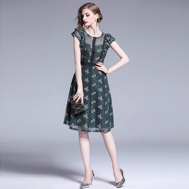 Lace Hollow out Waist Hugging Slimming Dress Women's Mid-length 2019 Spring And Summer New Style Elegant Waist Hugging High-End 
Lace Hollow out Waist Hugging Slimming Dress Women's Mid-length 2019 Spring And Summer New Style Elegant Waist Hugging High-End