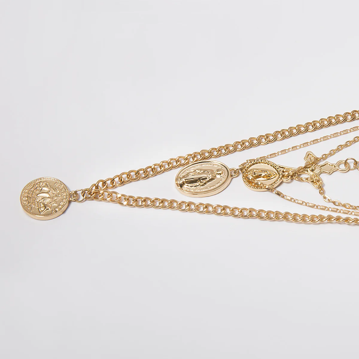 6 layer vintage cross long pendant necklaces for