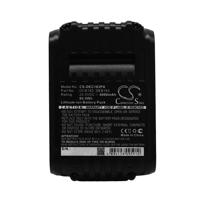 Аккумулятор Cameron Sino для Dewalt DCB182 183 184, подходит для инструментов Klein BAT207T13 207T23 DCD740, сменный аккумулятор 4000 мАч 
Аккумулятор Cameron Sino для Dewalt DCB182 183 184, подходит для инструментов Klein BAT207T13 207T23 DCD740, сменный аккумулятор 4000 мАч