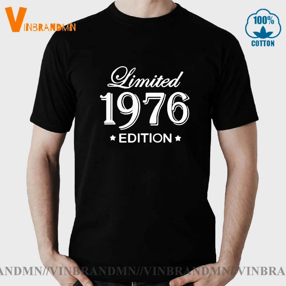 Сделано в 1976 новый дизайн футболка летние Стиль Ограниченная серия 1976 T рубашки для мальчиков забавные на день рождения с коротким рукавом из хлопка с круглым вырезом для мужчин футболки для девочек 
Сделано в 1976 новый дизайн футболка летние Стиль Ограниченная серия 1976 T рубашки для мальчиков забавные на день рождения с коротким рукавом из хлопка с круглым вырезом для мужчин футболки для девочек