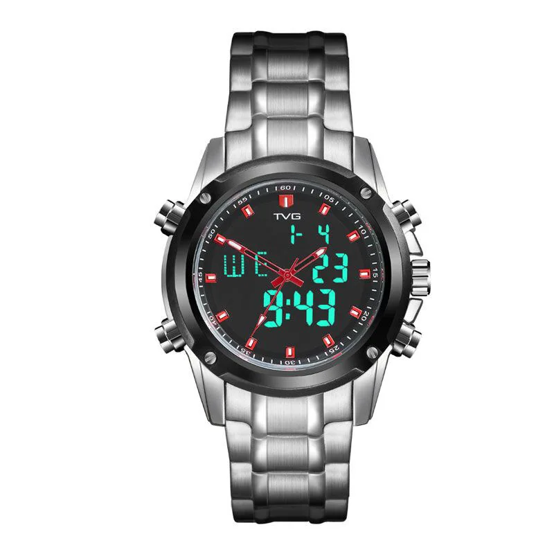 TVG Quartz Watch Men's Waterproof Multi-functional Sports Watch Fine Steel Belt-Style Digital Watch
TVG Quartz Watch Men's Waterproof Multi-functional Sports Watch Fine Steel Belt-Style Digital Watch