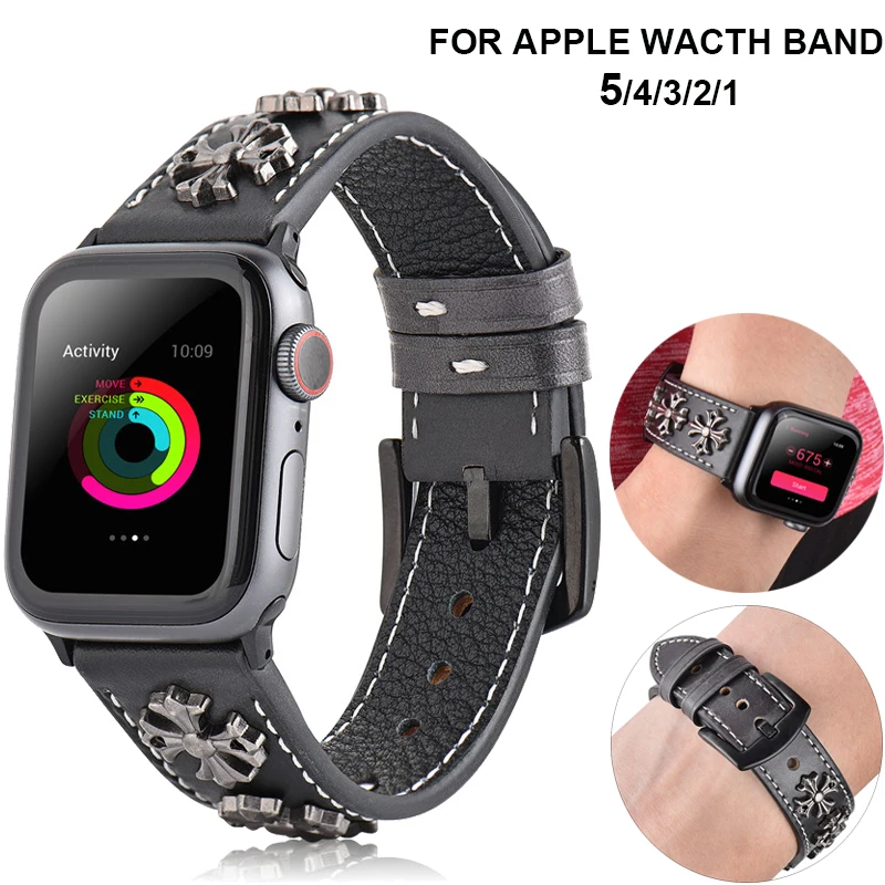 Leather Bracelet strap for Apple Watch 5/4 Band 44/40mm Rivet Style Sport loop correa apple watch 42/38mm For iWatch serie 3 2 1
Leather Bracelet strap for Apple Watch 5/4 Band 44/40mm Rivet Style Sport loop correa apple watch 42/38mm For iWatch serie 3 2 1