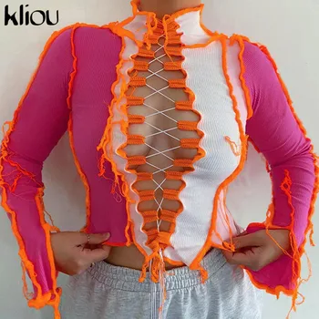 Kliou Ribbed Patchwork Hot Sexy Hollow Out T-Shirts For Women 2020 Autumn Turtleneck Long Sleeve Bodycon Clubwear Crop Tops
Kliou Ribbed Patchwork Hot Sexy Hollow Out T-Shirts For Women 2020 Autumn Turtleneck Long Sleeve Bodycon Clubwear Crop Tops