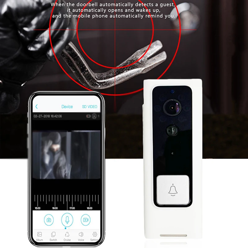 Multi-functional Home Alarm WiFi Phone Remote Control Smart Doorbell 1080P Wireless Visual Black White
Multi-functional Home Alarm WiFi Phone Remote Control Smart Doorbell 1080P Wireless Visual Black White