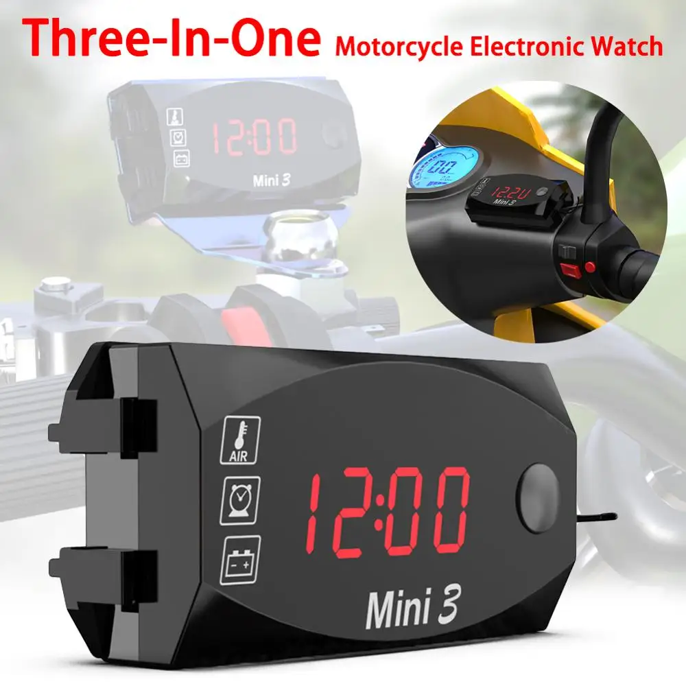Universal Electronic Clocks Motorcycle Clock Thermometer Voltmeter Three-In-One Waterproof Dust-proof LED Digital Display Watch
Universal Electronic Clocks Motorcycle Clock Thermometer Voltmeter Three-In-One Waterproof Dust-proof LED Digital Display Watch